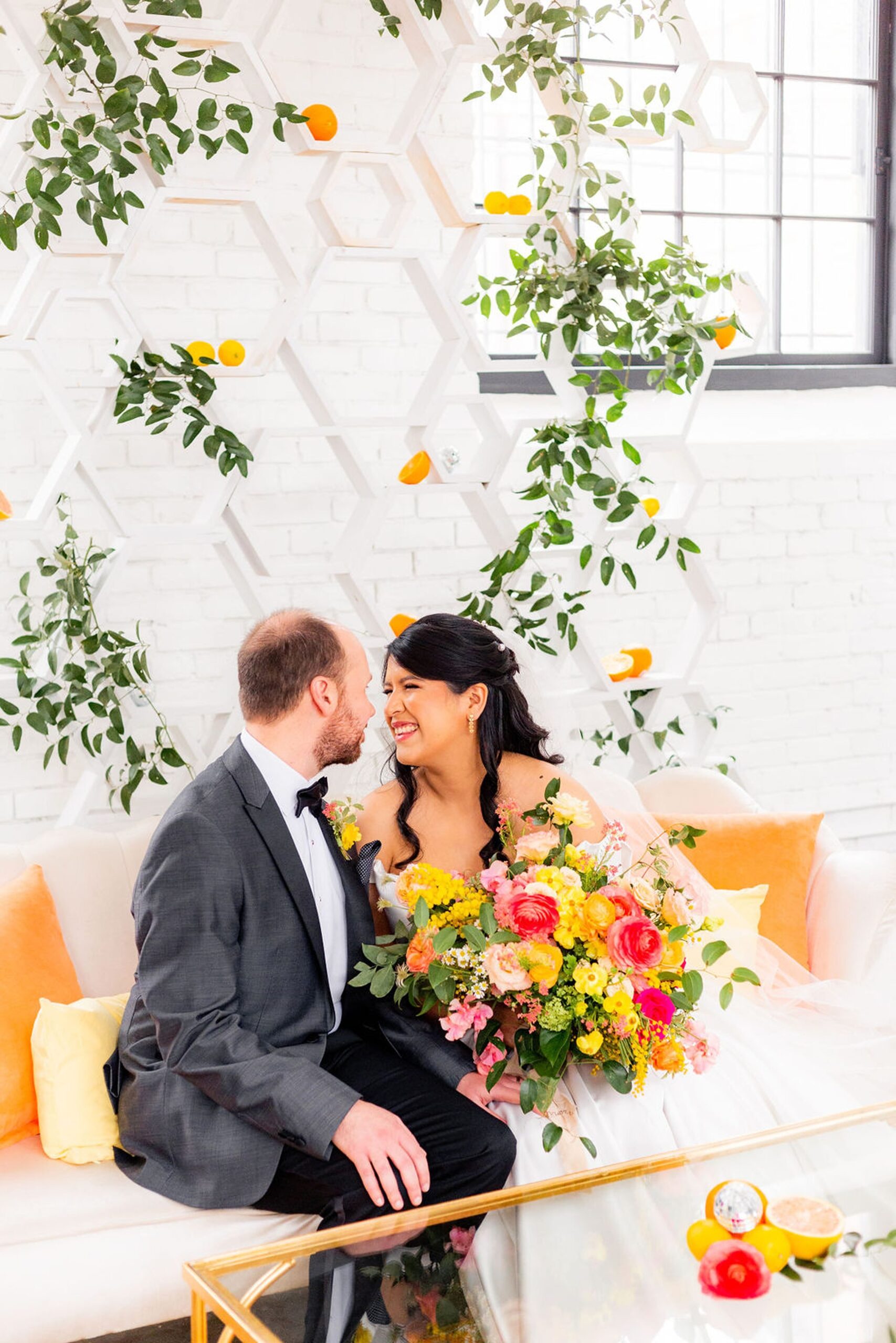 Bride and groom portrait at the Dye House