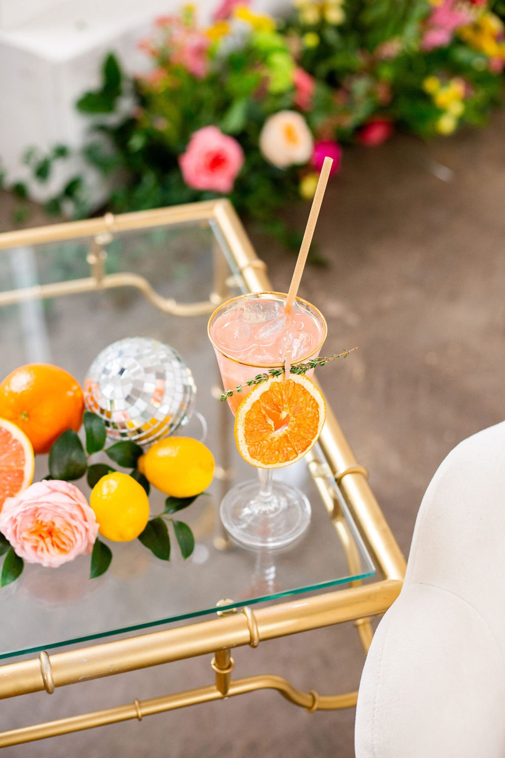 Citrus decor for New England wedding