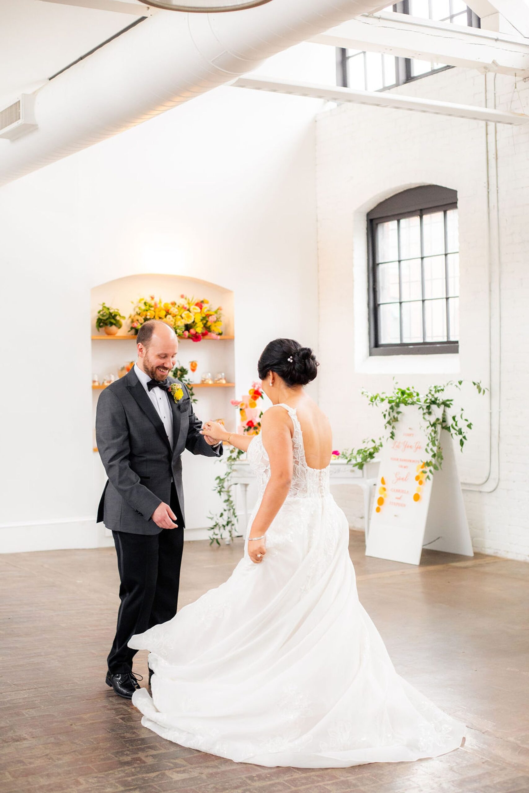 Bride and groom first dance at the Dye House in Providence