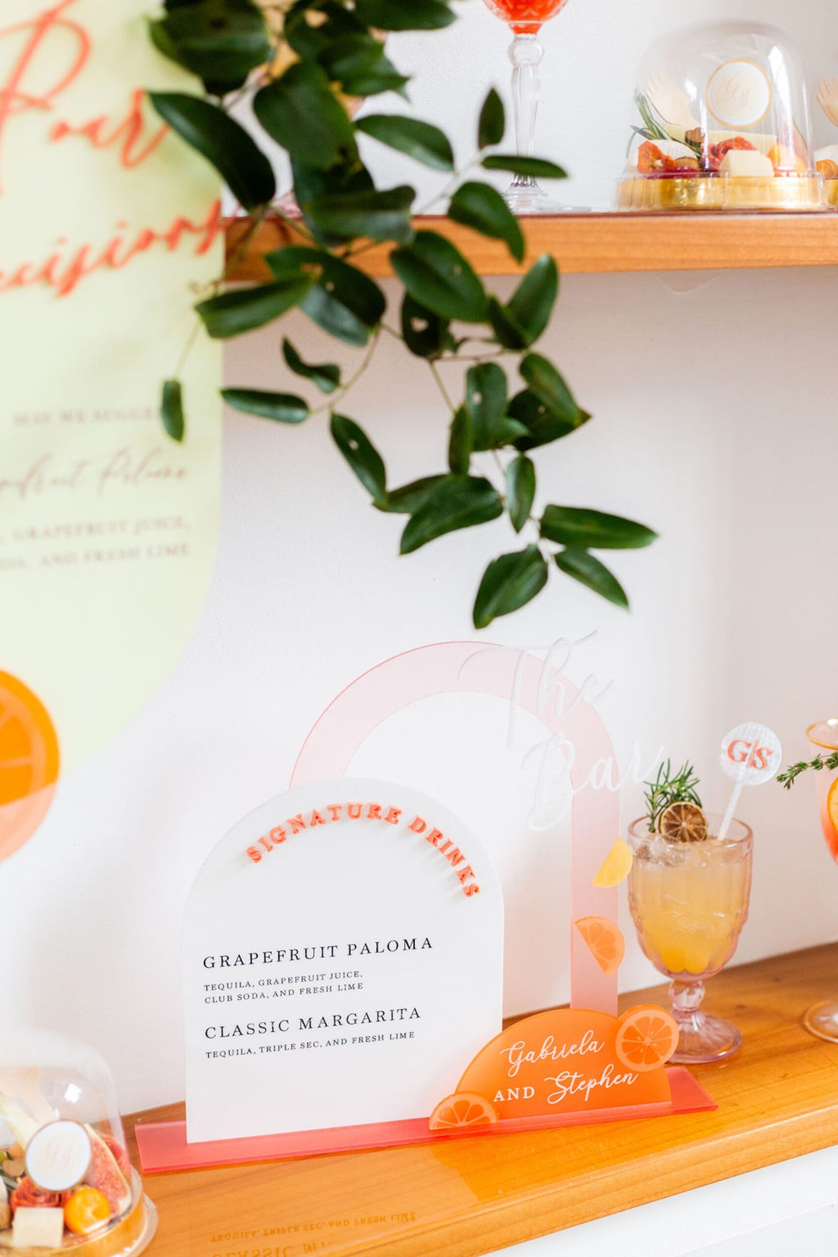 Citrus wedding signage for New England wedding