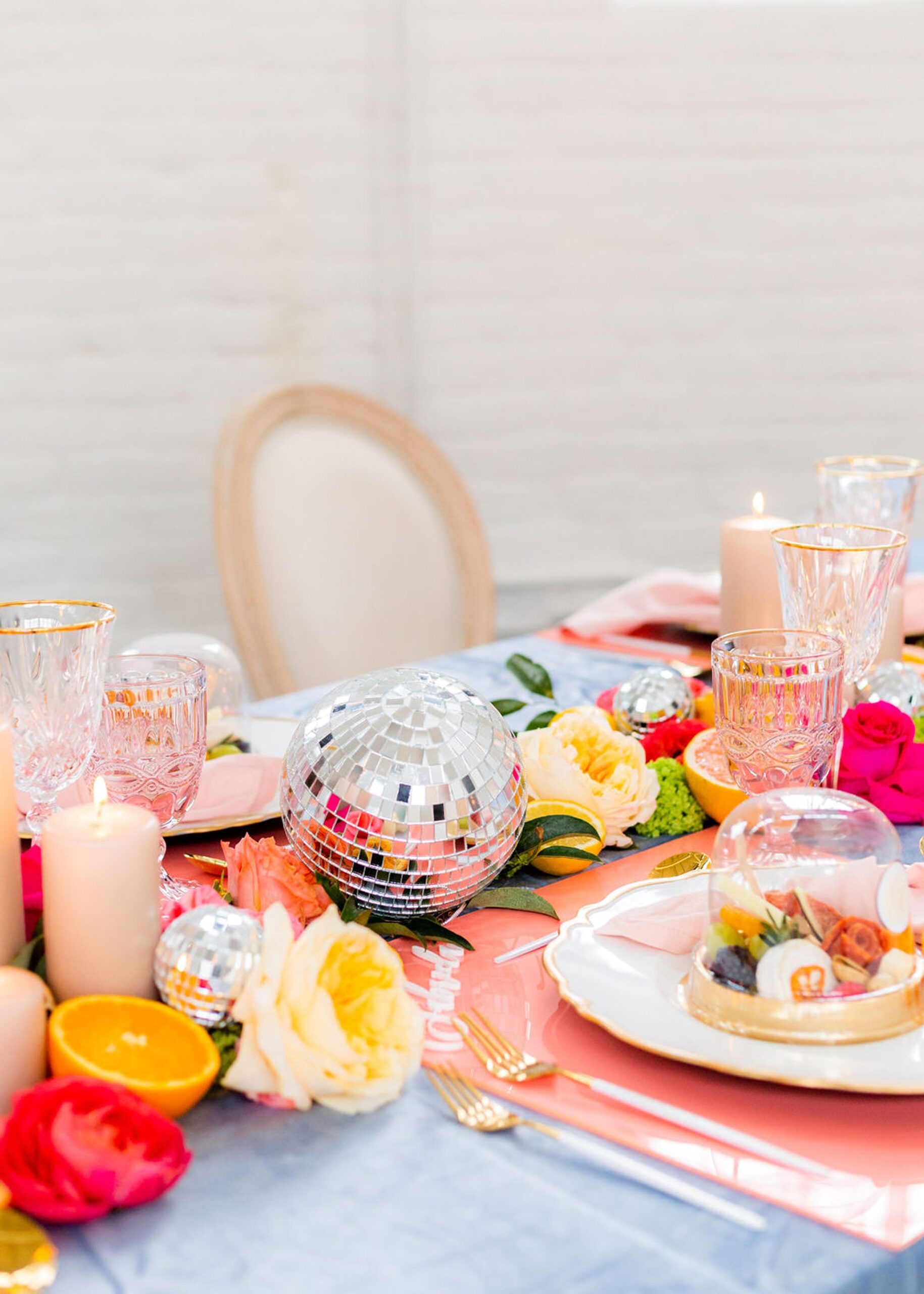 Citrus themed decor for New England wedding