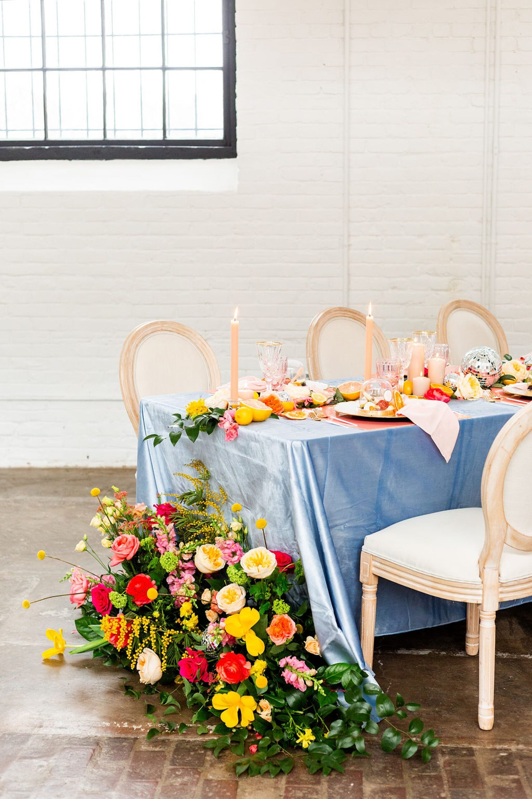 Citrus themed decor for Providence wedding