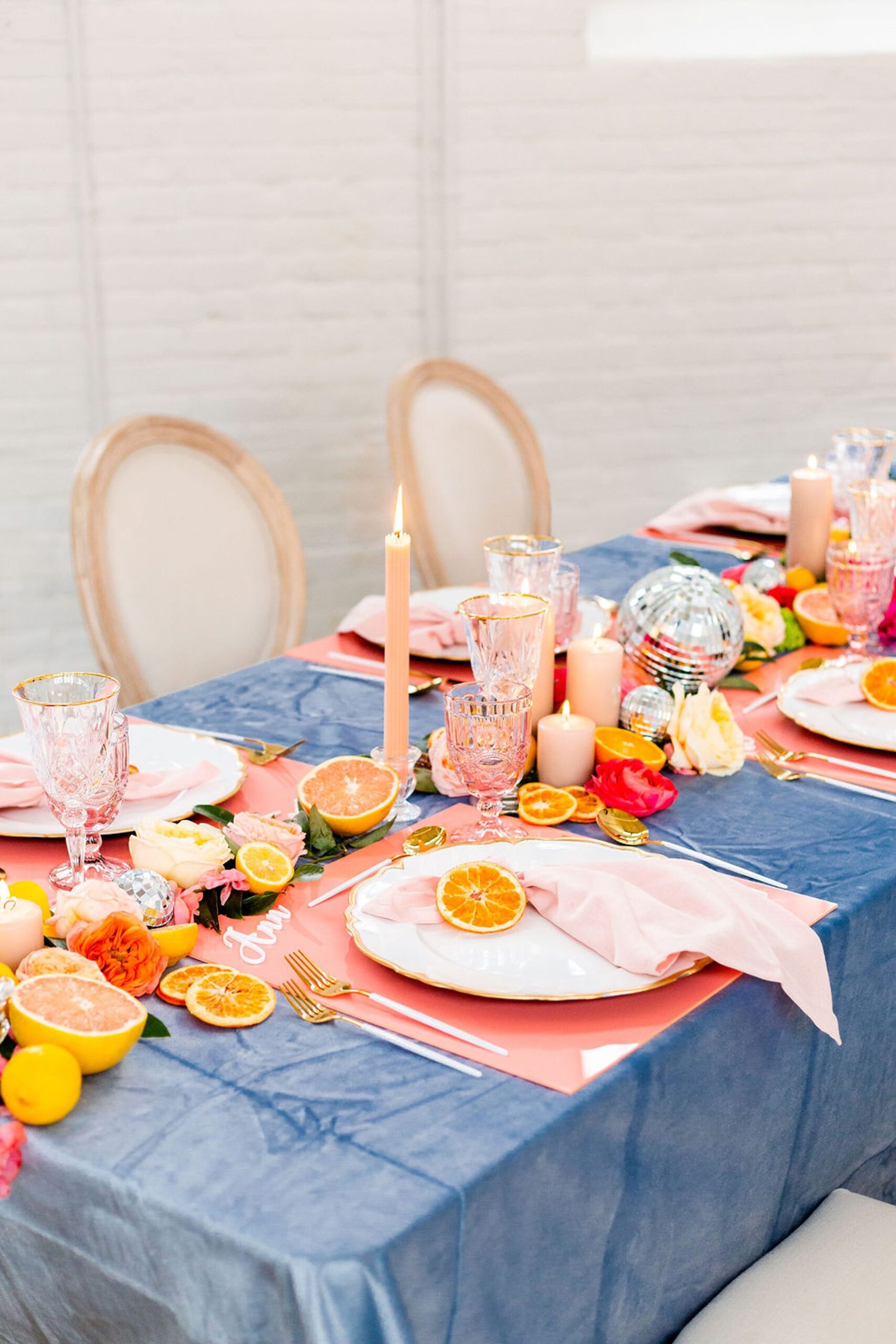 Citrus themed decor for New England wedding