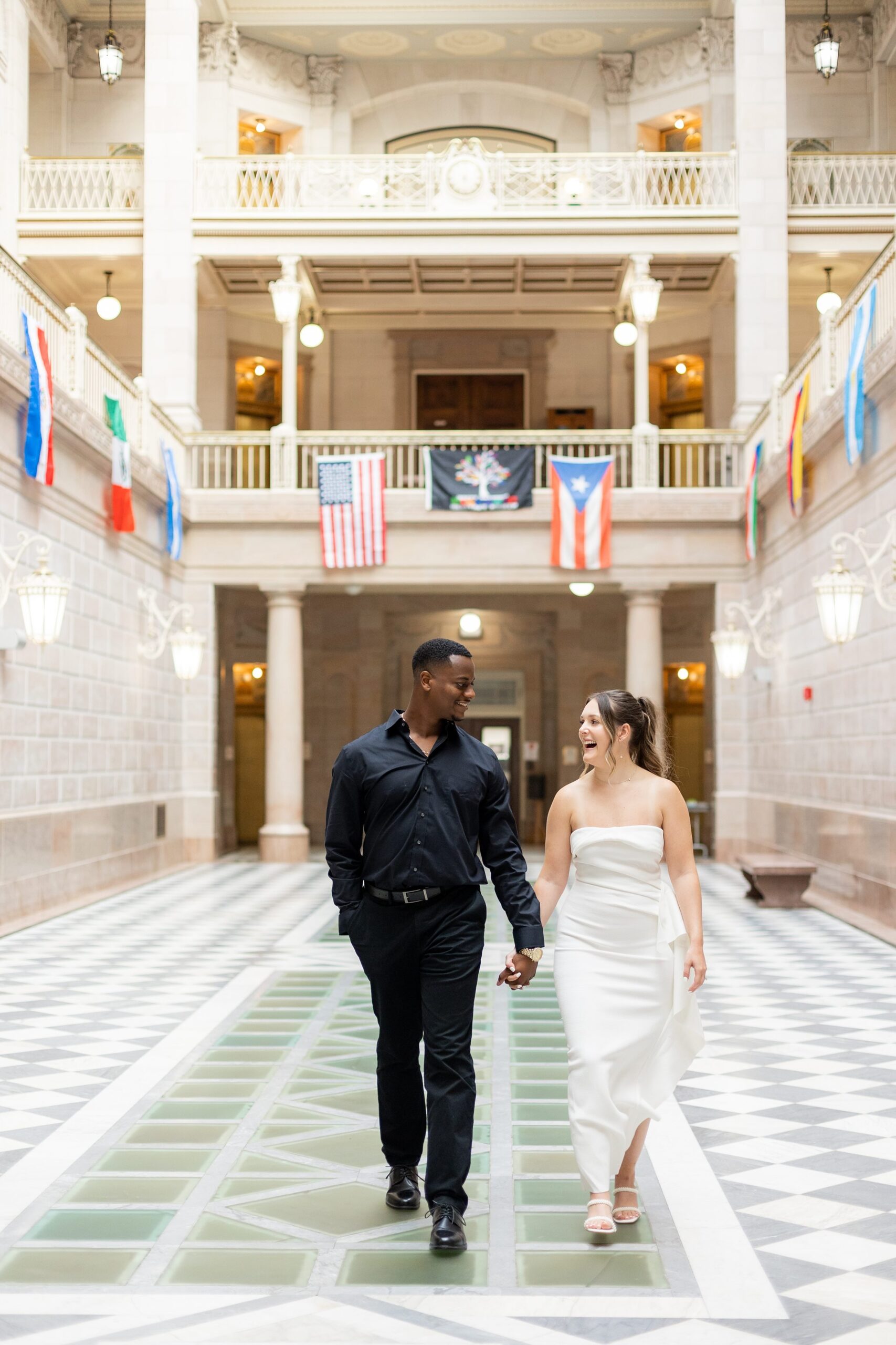 Engagement photos at Hartford City Hall